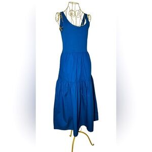 NWT J. Crew Factory Blue Tiered Knit Mixy Midi Dress with Pockets, Size XS